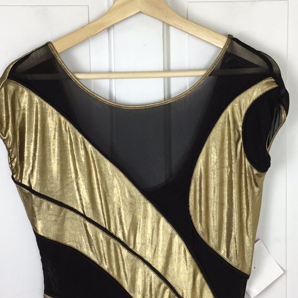 ASOS Mini Dress Black Mesh Gold size 8 Y2K NWT - Picture 2 of 7